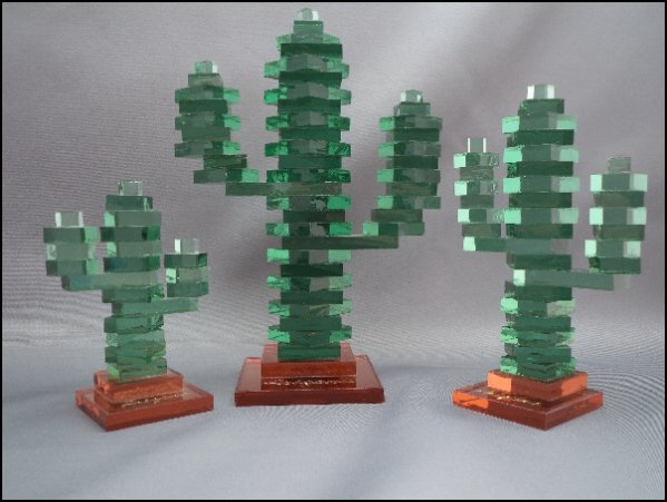 Green Stacked Cactus with Copper Base